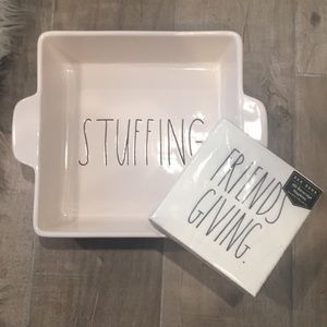 Rae Dunn Stuffing baking dish and Friendsgiving